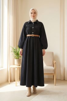 Vestido Tejano Negro con Cinturón